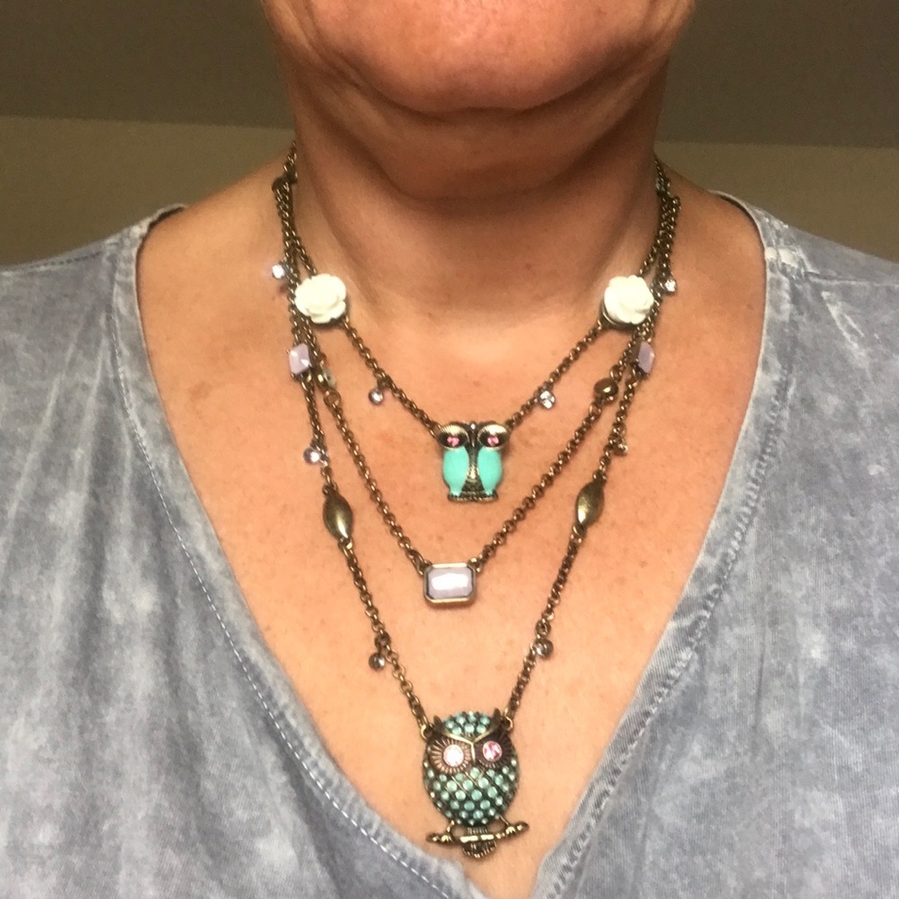 Betsey Johnson layered owl necklace
